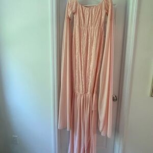 Elegant Pink Long Sleeve Maternity Dress